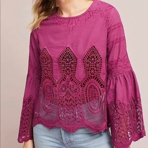 Anthropologie Bell lace sleeve shirt